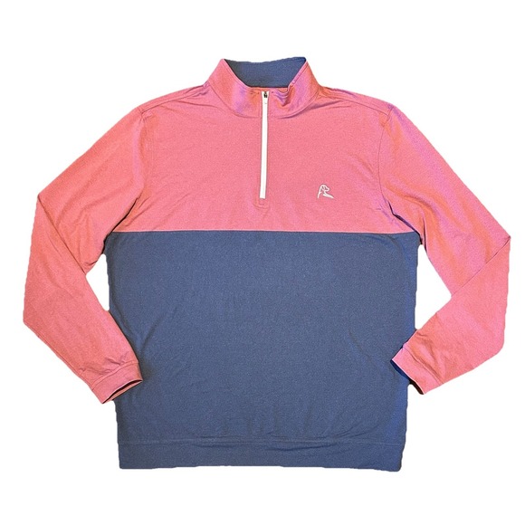 Rhoback Pullover Mens Large Red Blue Colorblock Performance Quarter Zip Q-Zip
